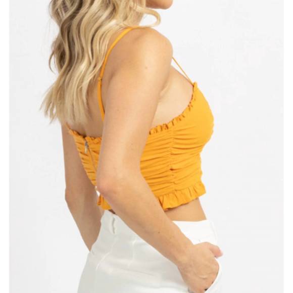 NEW MNI LOS ANGELES sunset ruched crop top in orange - Picture 5 of 7